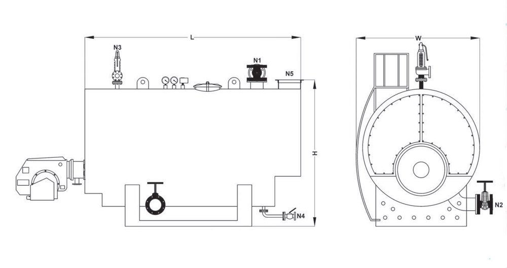 نقشه بویلر آب گرم افقی سوپر سه پاس