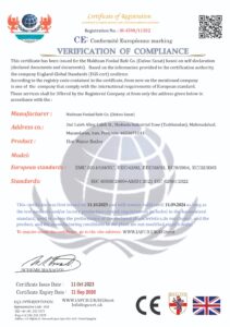 CE Certificate Hot Water Boiler